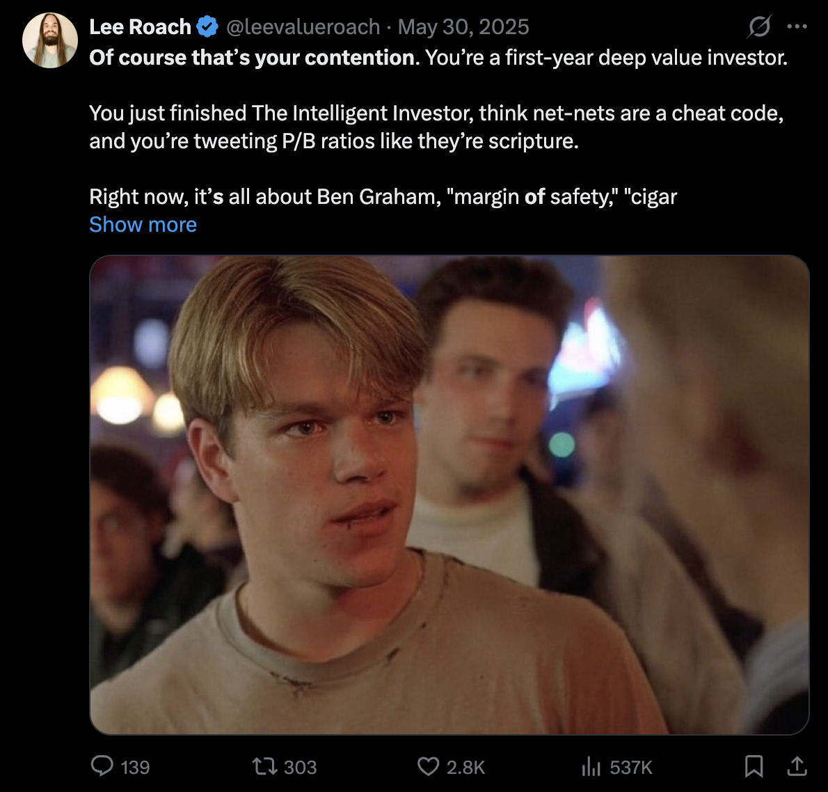 Example rant about deep value investing